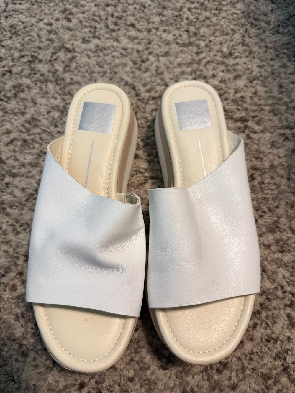 Dolce Vita White Slide Mules with Fold-Over Band